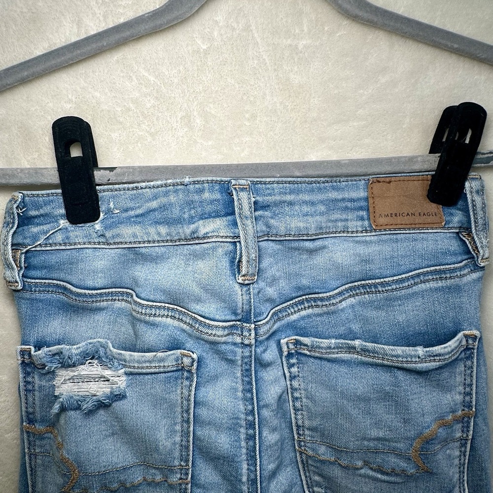 American Eagle Next Level Hi Rise Distressed Jegging Jeans Crop Raw Jagged Hem 6 - Picture 5 of 6